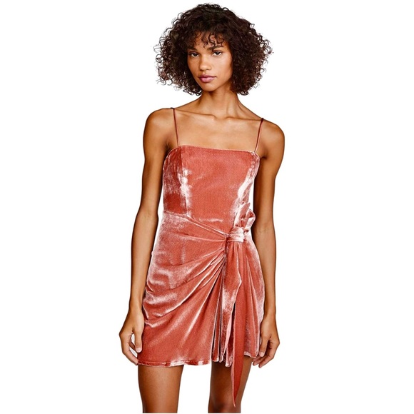 NEW CINQ A SEPT PINK VELVET MINI DRESS - Picture 1 of 10